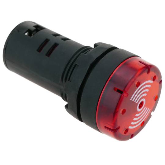 Pilote LED indicateur clignotant avec buzzer-alarme 22mm 220 VAC pour panneaux lumiere rouge
