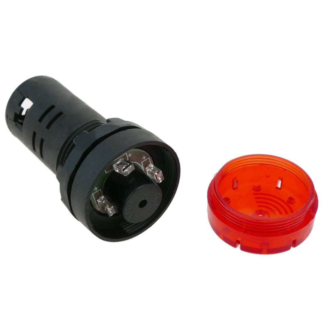 Pilote LED indicateur clignotant avec buzzer-alarme 22mm 220 VAC pour panneaux lumiere rouge