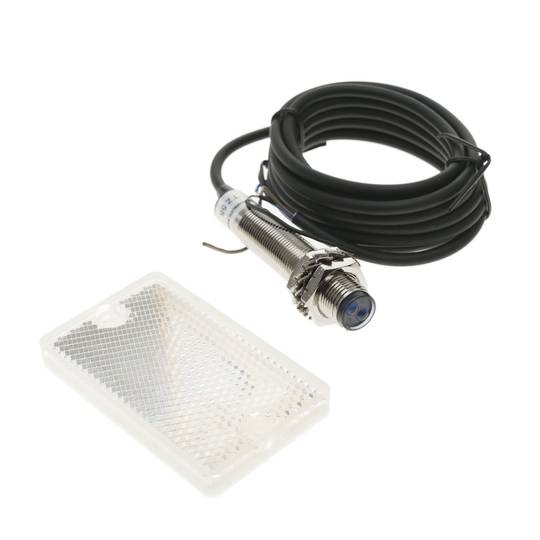 Sensor interruptor célula fotoeléctrica NPN NO 10-36VDC M12 1m reflector