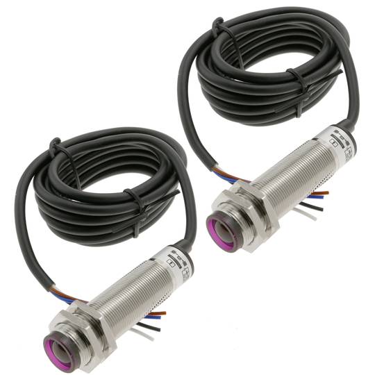 Interruptor sensor célula fotoeléctrica PNP NO+NC 10-36VDC M18 5m barreira