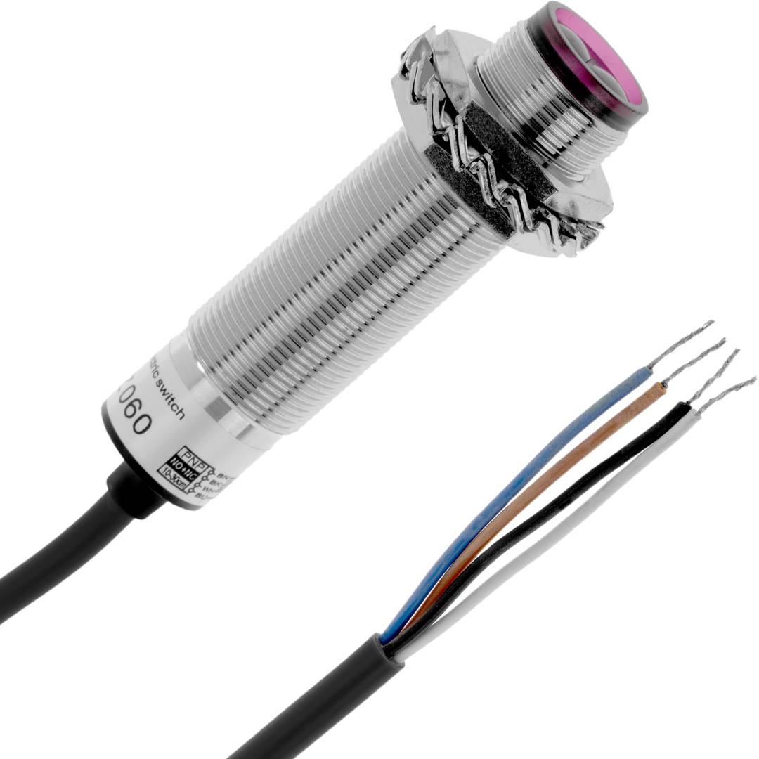 Cellule photoélectrique capteur interrupteur PNP NO+NC 6-36VDC M18 10-30cm diffusion