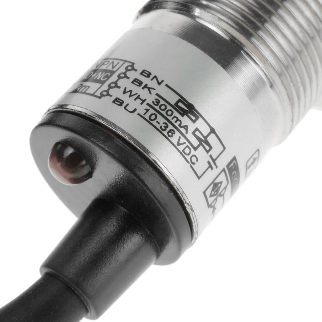 Sensore interruttore sensore foto elettrico fotocellula NPN NO+NC 10-36VDC M18 2m riflessione