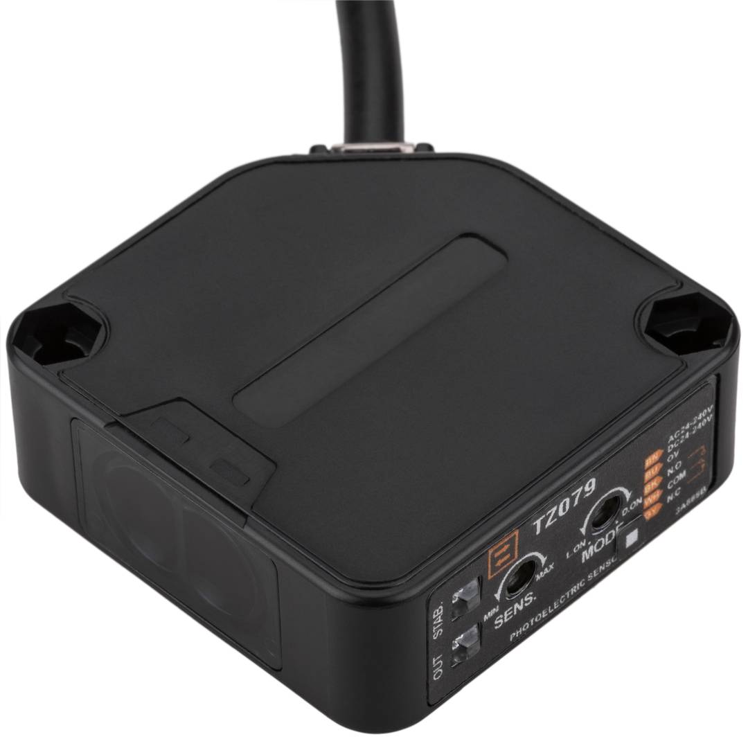 Sensore interruttore sensore foto elettrico fotocellula NO+NC 24-240 VAC/VDC 10-30cm sbarramento