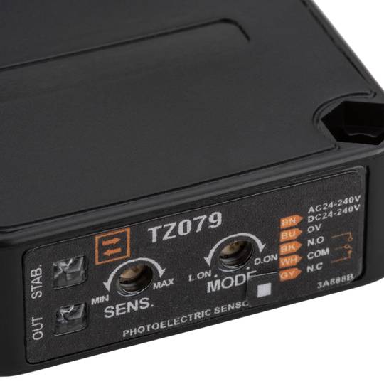 Sensore interruttore sensore foto elettrico fotocellula NO+NC 24-240 VAC/VDC 10-30cm sbarramento