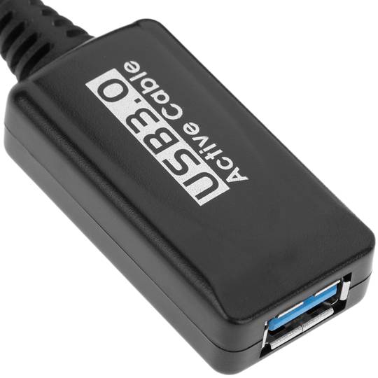 Extension cable with amplifier USB-A 3.0 male to USB-A 3.0 female 5 m black