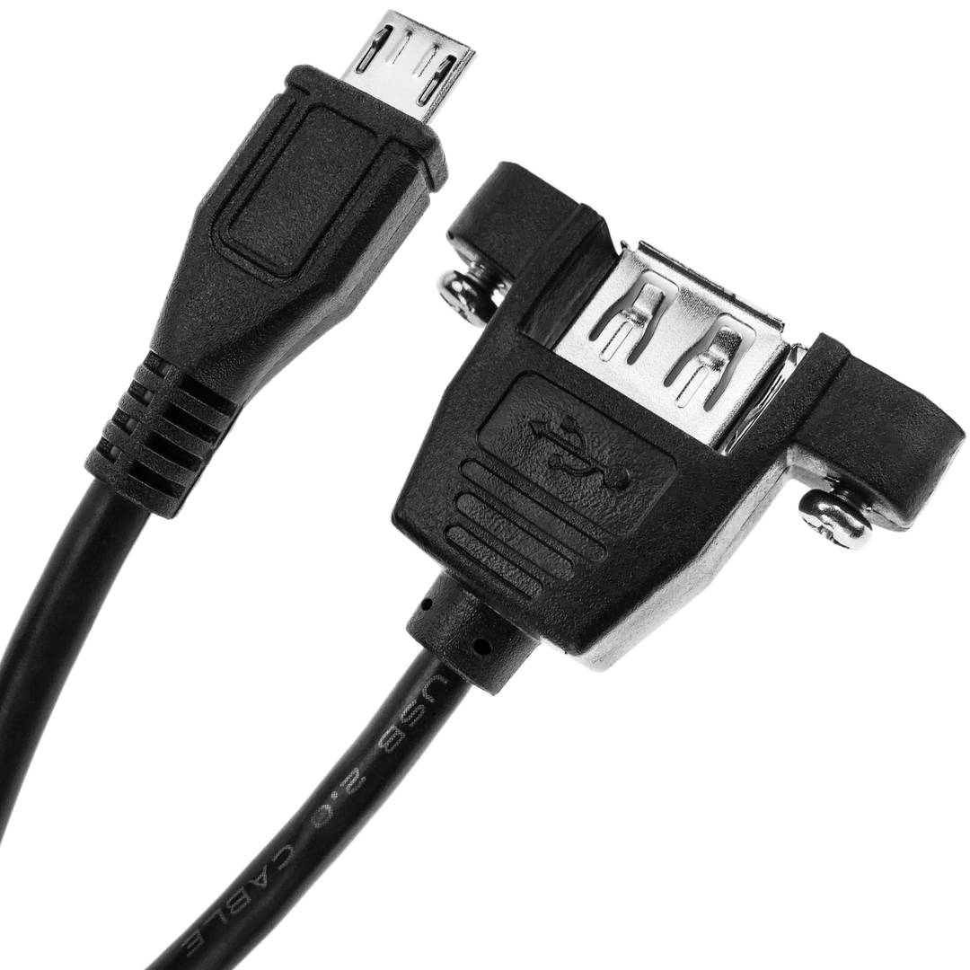 USB 2.0 cable for attachment to panel microUSB male to USB A
