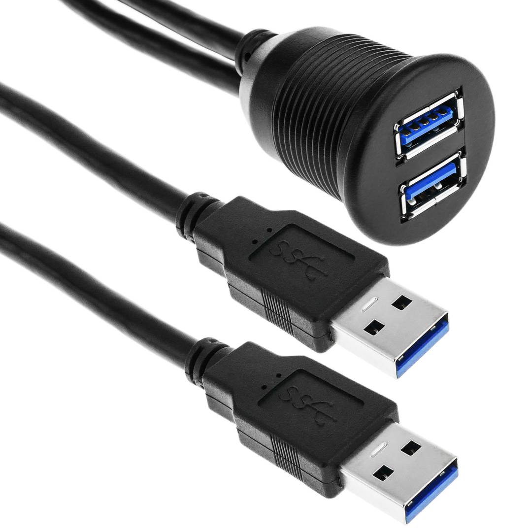 Câble rallonge USB 3.0 encastré 1 m Type-A Mâle à Femelle - Cablematic