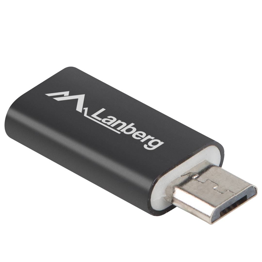 Lanberg microUSB-B macho para adaptador USB tipo C 2.0 fêmea preto