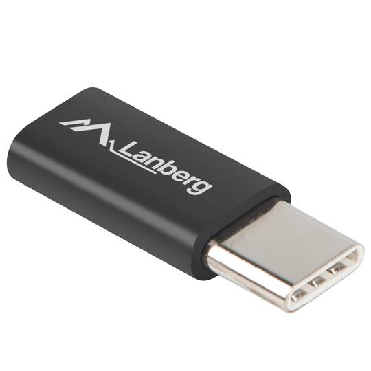 Adaptador Lanberg microUSB-B fêmea para USB tipo C 2.0 macho preto