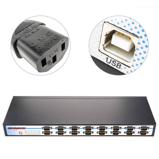 USB to RS232 adapter Titan 16 ports AM 16xDB9M compatible with DIN rail and rack 19