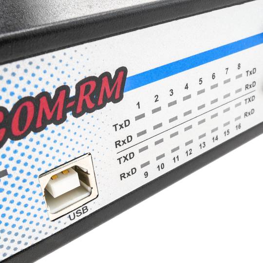 USB to RS232 adapter Titan 16 ports AM 16xDB9M compatible with DIN rail and rack 19