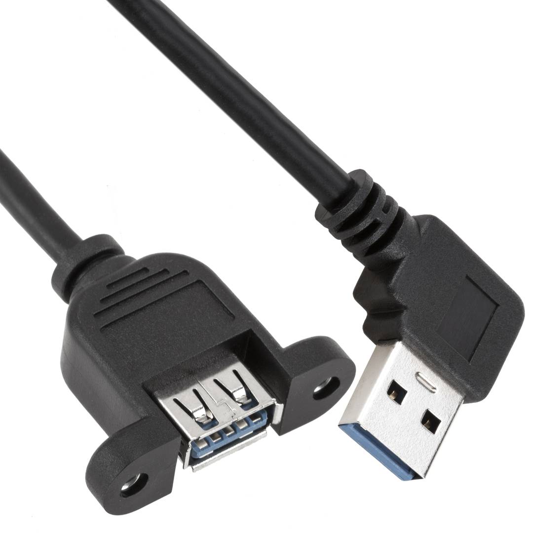 Kabel USB 3.0 Typ A Stecker abgewinkelt zu USB Typ A Buchse für Panel 100  cm - Cablematic