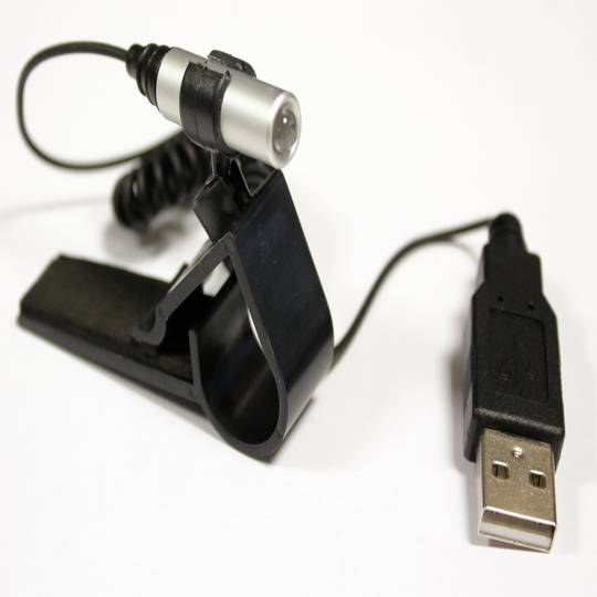 Linterna LED con conexión USB y pinza para ordenador portátil