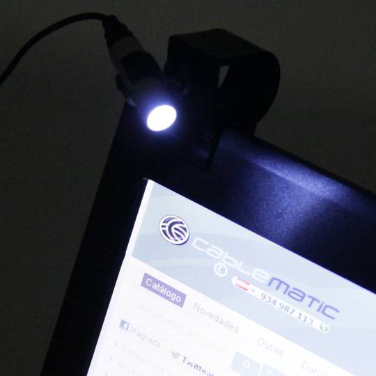 Linterna LED con conexión USB y pinza para ordenador portátil