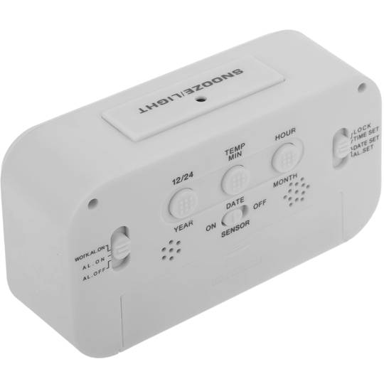 Réveil numérique LED Horloge de bureau Snooze Dimmable Blanc 12/24 Réveil  électrique/batterie double (entre en mode d'économie d'énergie après 8