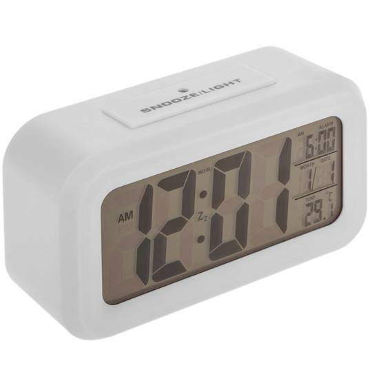 Digital alarm clock with SNOOZE function, LED light, night sensor and room  temperature - Cablematic