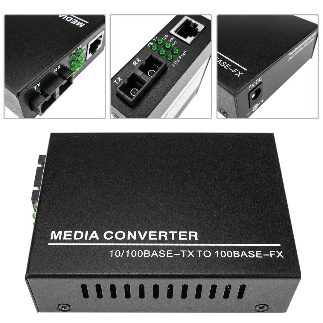 100 Mbps single mode glasvezel converter van SC naar RJ45 op 40 km