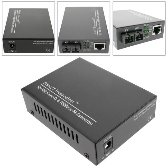 100 Mbps single mode glasvezel converter van SC naar RJ45 op 60 km
