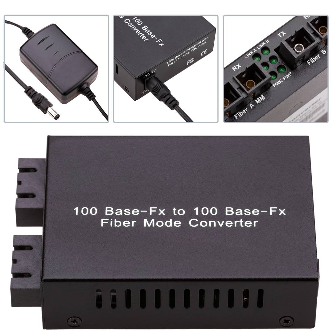 Multimode to single-mode fiber converter SC 100 Mbps from MM to SM
