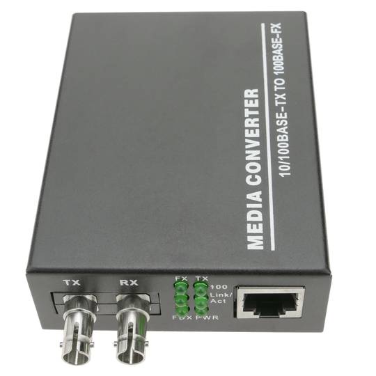 Conversor de fibra óptica 100 Mbps monomodo de ST a RJ45 a 60Km duplex 1310nm BeMatik 