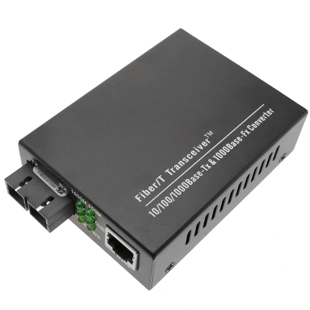 Convertidor de fibra óptica 1000 Mbps monomode de SC a RJ45 a 10 Km
