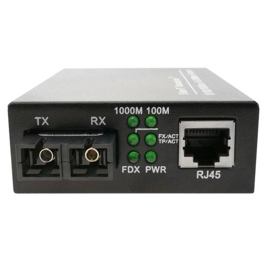 Convertidor de fibra óptica 1000 Mbps monomode de SC a RJ45 a 10 Km