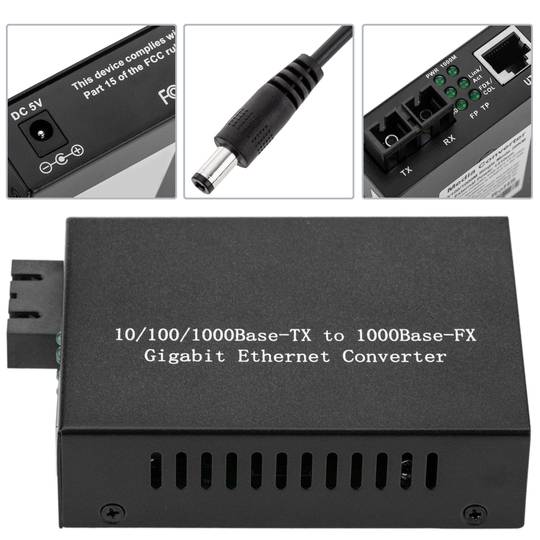 Convertidor de fibra òptica 1000 Mbps monomode de SC a RJ45 a 20Km