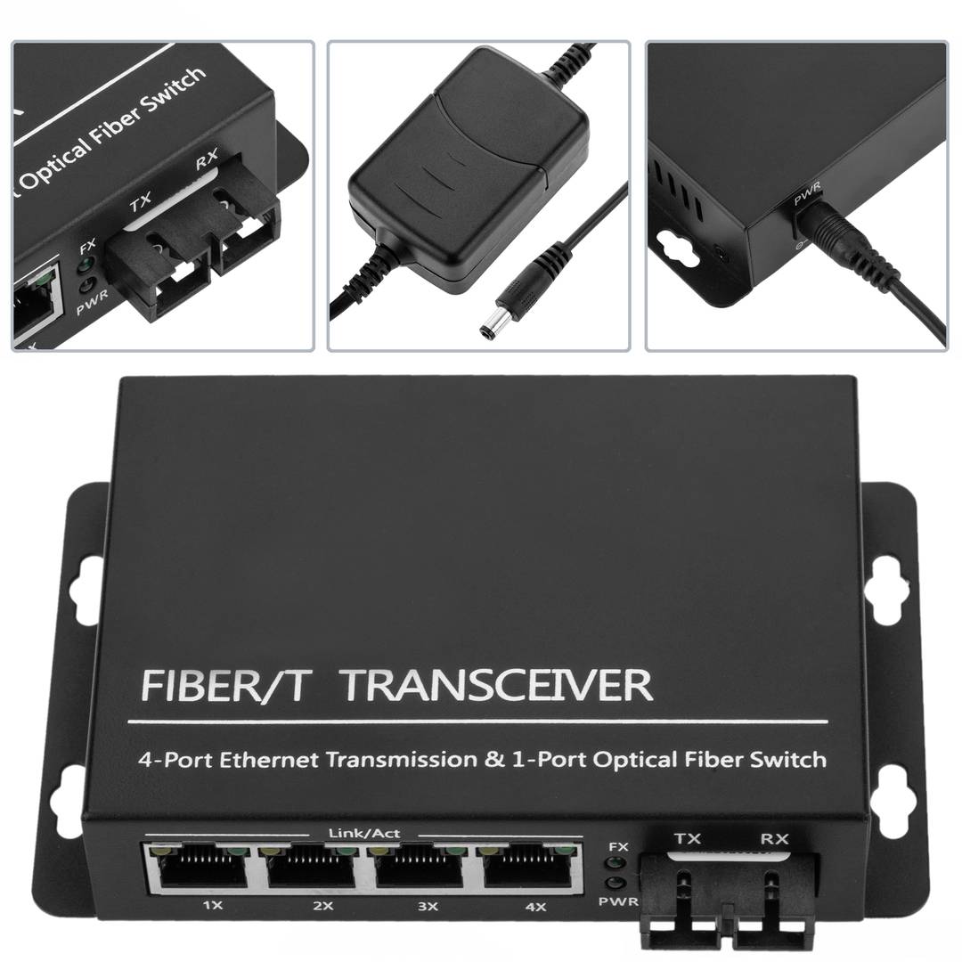 Convertitore di fibra ottica 100Mbps monomodale 4 RJ45 SC 1310nm duplex 40 km