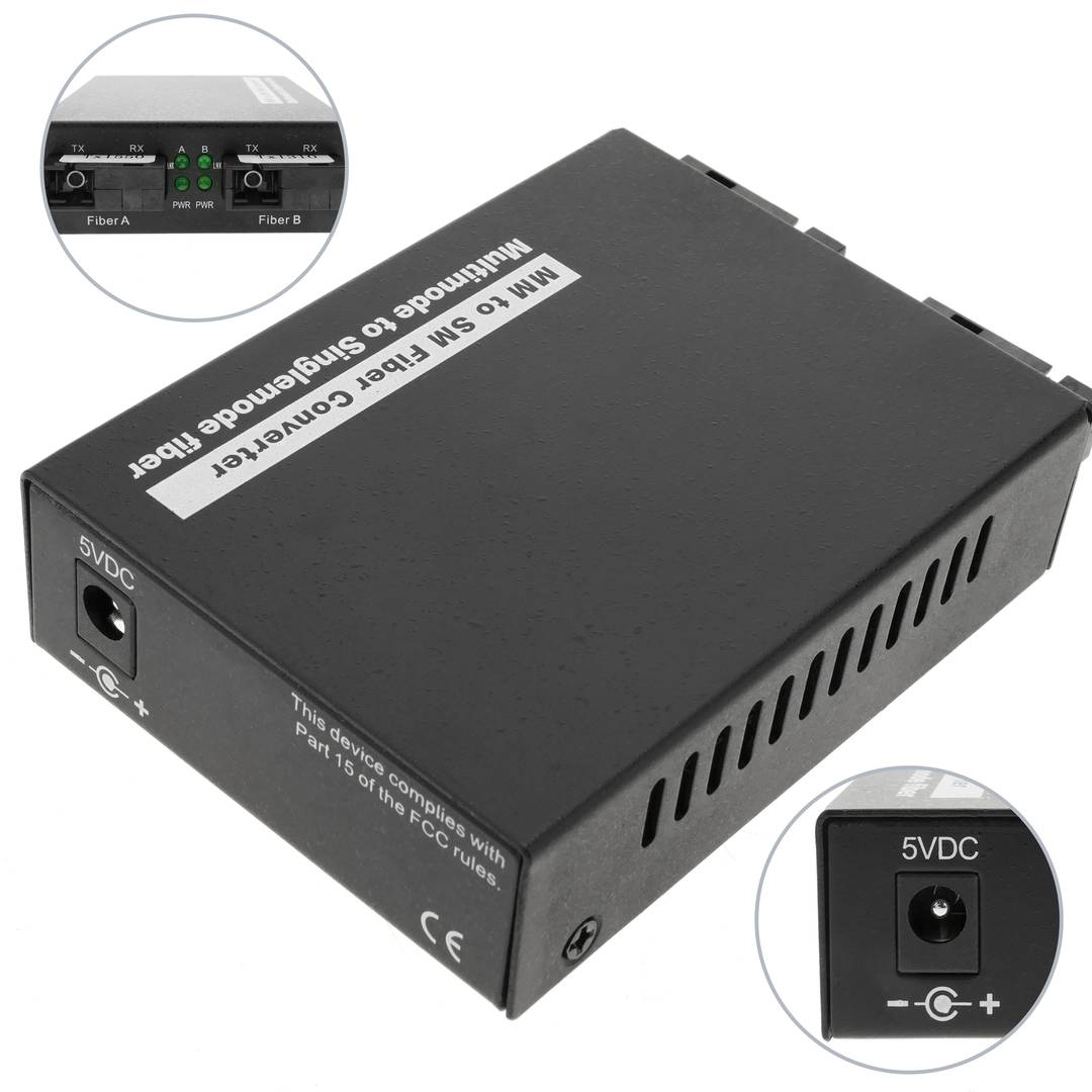 Jednokierunkowy konwerter światłowodowy 100 Mbps Wielomodowy SC 2KM na Jednomodowy SC 20Km