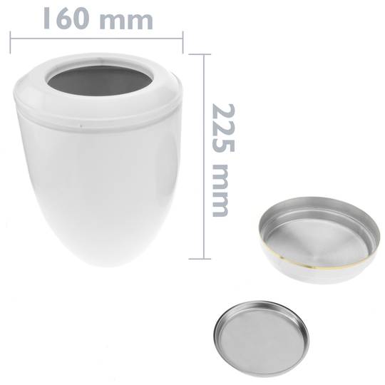 Urna per a cendres crematòries Recordo funerari Vas de metall blanc 160x225 mm