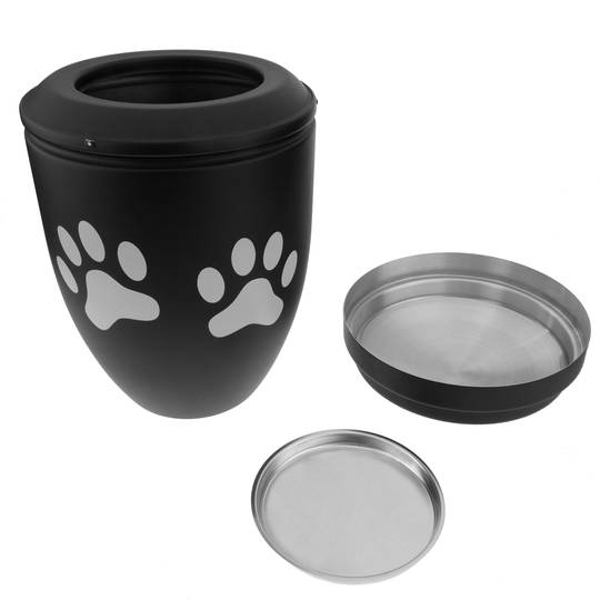Urna per ceneri crematoria Memoria funebre Vaso di metallo nero 160x225 mm modello di impronta