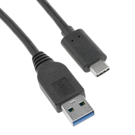 Kabel USB-C 3.0 męski na USB-A 3.0 22 cm czarny
