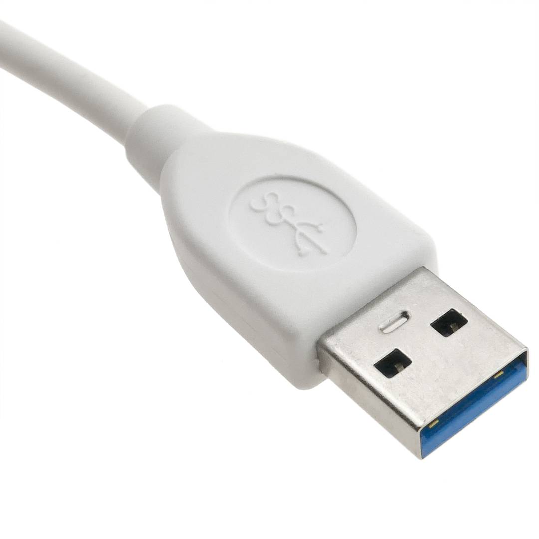 USB-C 3.0 male to USB-A 3.0 male cable 1 m white color