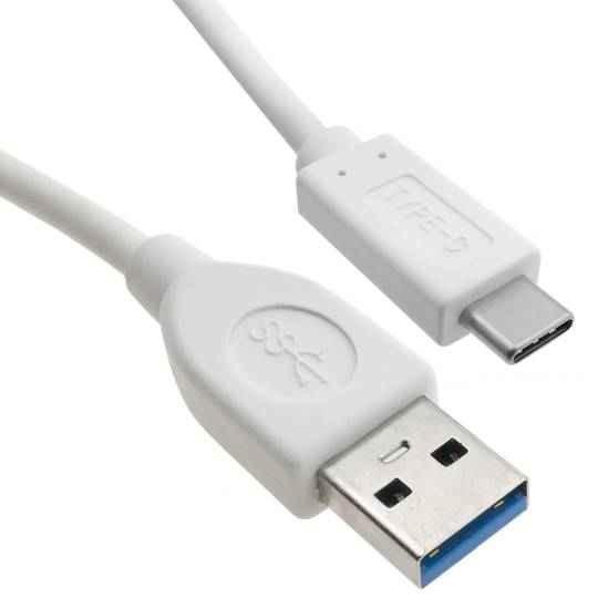 Cavo USB-C 3.0 maschio a USB-A 3.0 maschio 3 m di colore bianco