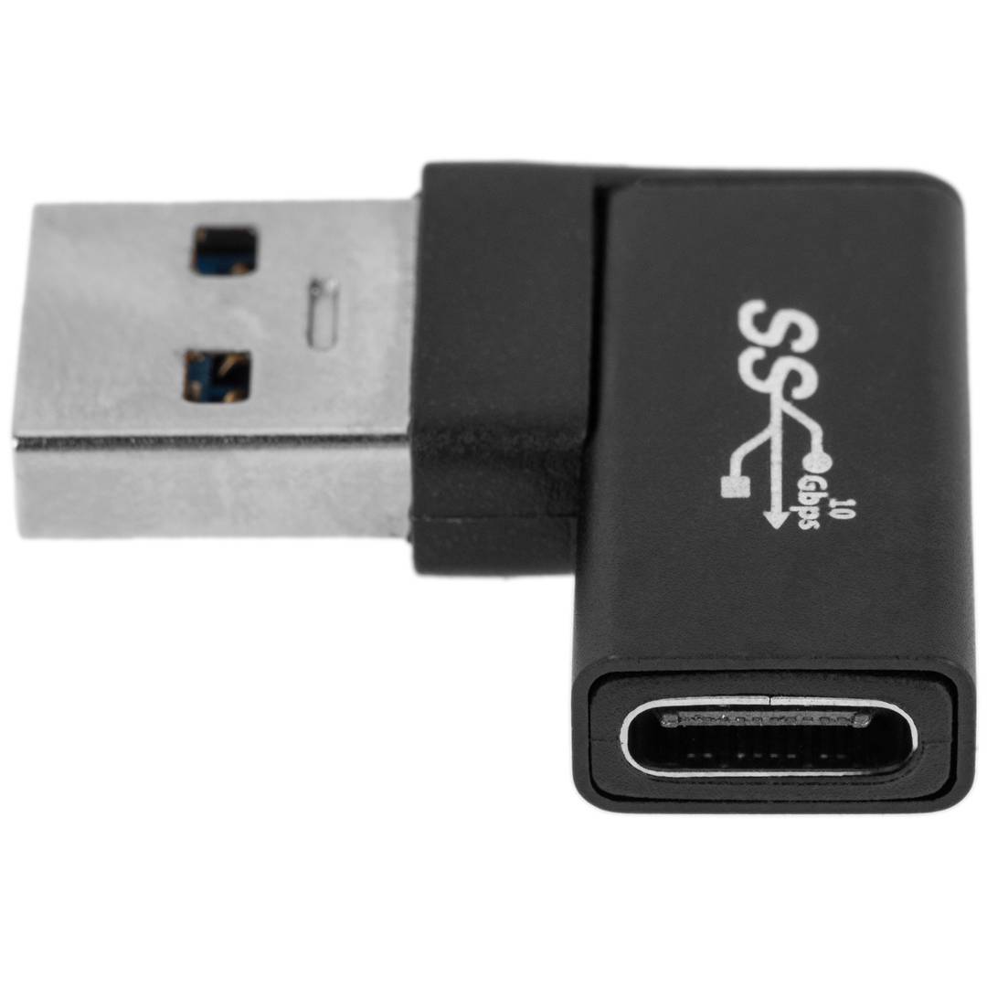 Adaptador de 90 grados USB 3.0 de tipo C hembra a USB A macho