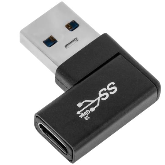 Adaptador de 90 grados USB 3.0 de tipo C hembra a USB A macho