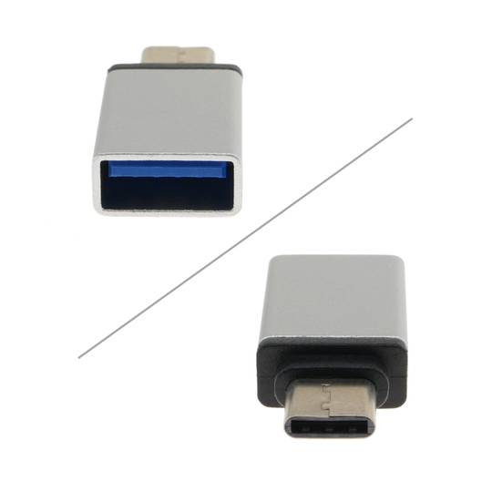 Adaptador OTG USB 3.0 USB-C Mascle a USB-A Femella platejat