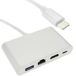 Convertitore di USB 3.1 di tipo C a HDMI e Ethernet RJ45 e USB-A e USB-C
