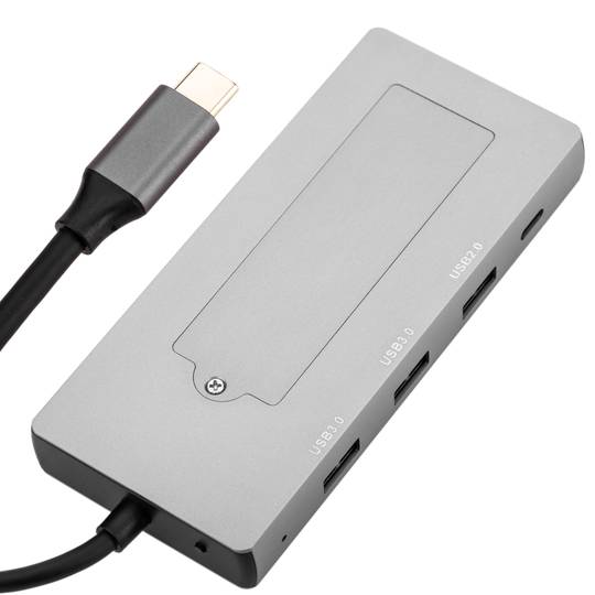 Convertisseur USB-C vers HDMI 4k et Ethernet RJ45 et USB-A et USB-C avec  prise de stockage NGFF M2 - Cablematic