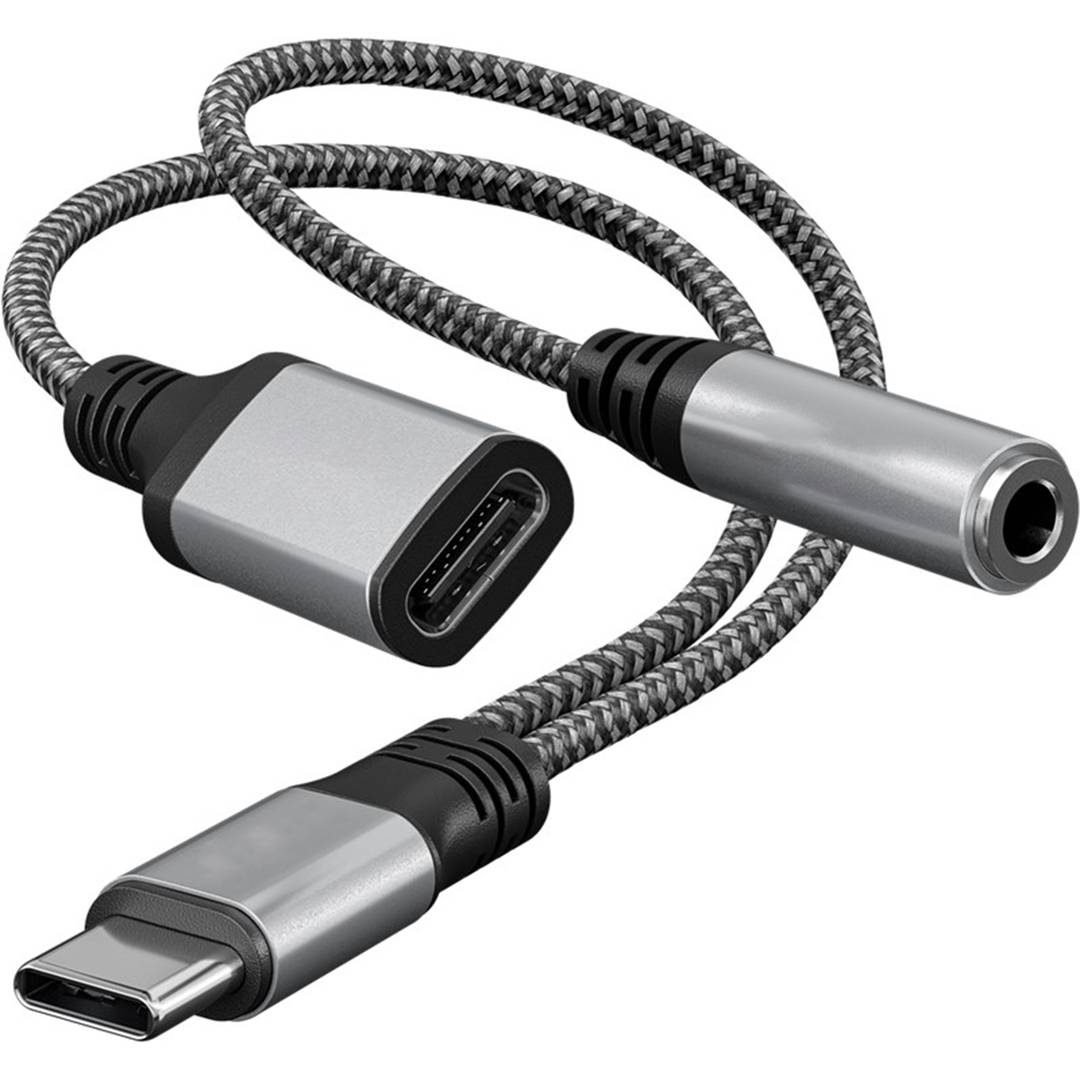 USB-C-naar-USB-C- en 3,5 mm audio jack-adapterkabel 15 cm