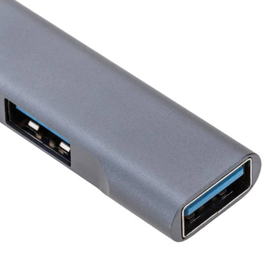 USB-C-3.1-Hub mit 3 USB-2.0-Anschlüssen und 1 USB-3.0-Anschluss, alle Typ-USB-A-Buchse.