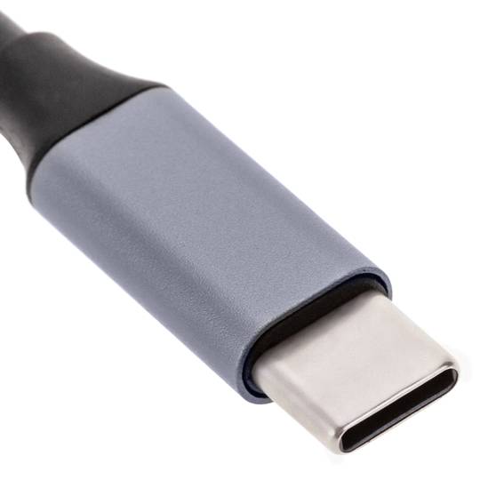 USB-C-3.1-Hub mit 3 USB-2.0-Anschlüssen und 1 USB-3.0-Anschluss, alle Typ-USB-A-Buchse.