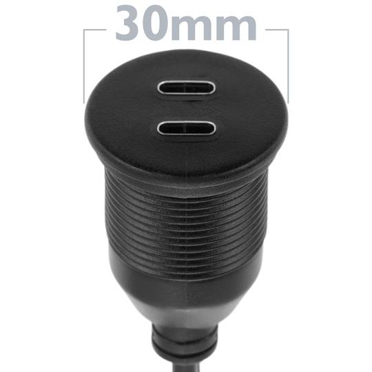 USB type C extension cable for embedding with double USB type C connection at both ends
