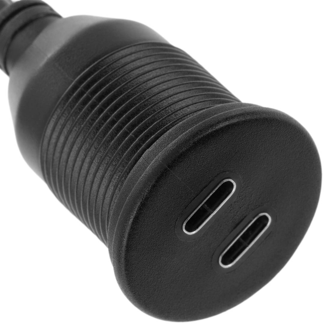 USB type C extension cable for embedding with double USB type C connection at both ends