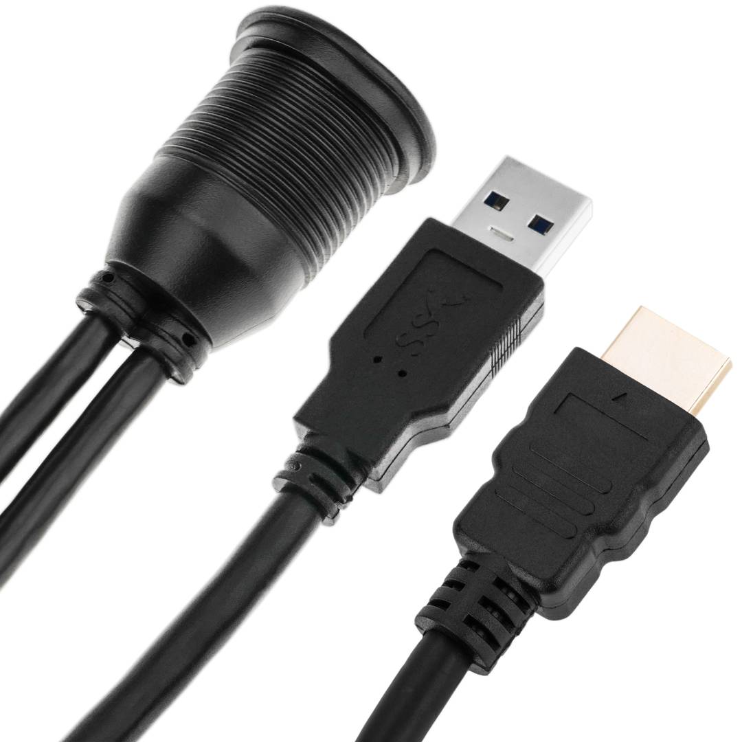 Cable de extensión HDMI macho a hembra de montaje en panel con Ethernet (1  pie (1 paquete)