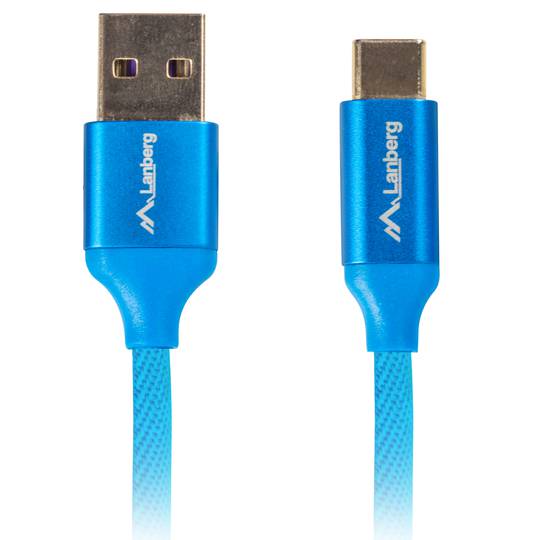 Cable USB de Lanberg CA-USBO-21CU-0010-BL USB A 2.0 macho a USB C macho 5A  1 m azul
