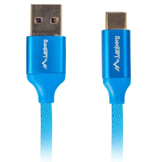 Cable USB de Lanberg CA-USBO-22CU-0005-BL USB A 2.0 mascle a USB C mascle càrrega ràpida 3.0 0.5 m blau