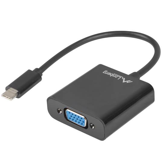 Adaptador Lanberg USB tipo C 3.1 macho a VGA hembra 15 cm negro