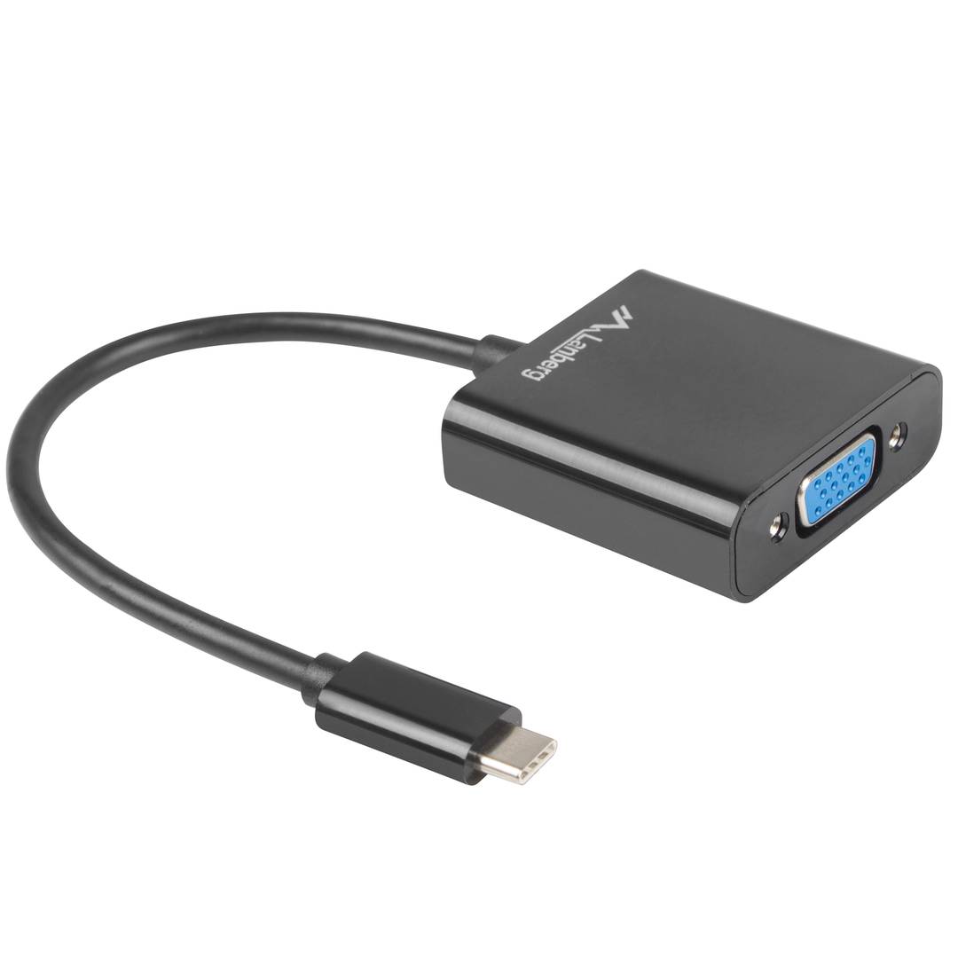 Adaptador Lanberg USB tipo C 3.1 macho a VGA hembra 15 cm negro