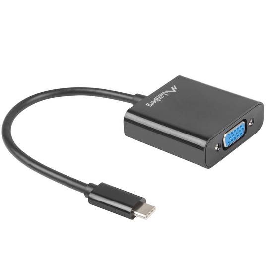 Adaptador Lanberg USB tipo C 3.1 macho a VGA hembra 15 cm negro